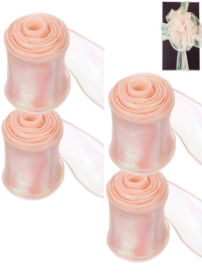 Pmeixcy Organza Ribbon Roll, Bows for Decoration, Ribbon, 4 Pcs Fish Tail Organza Ribbons - 4cm x 9m Pink Ribbons for Valentine's Gift Wrapping, Flower Bouquets & DIY Crafts - Image 1